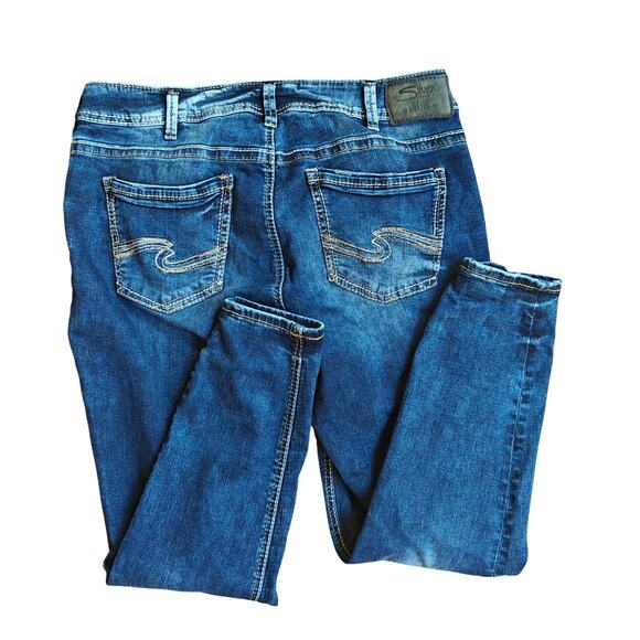 Silver Jeans Co Avery Ankle Skinny Jeans Size 14x L27 Dark Wash Stretch - Picture 2 of 6